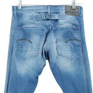 G-STAR RAW Blades Slim Tapered Medium Aged Wash Jeans Back Buckle Size 33x32